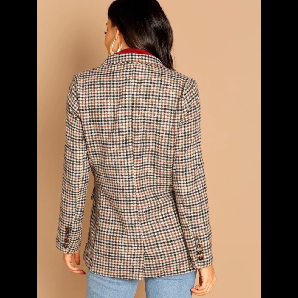 Double Breasted Houndstooth Blazer Jacket - Picture 5 of 5